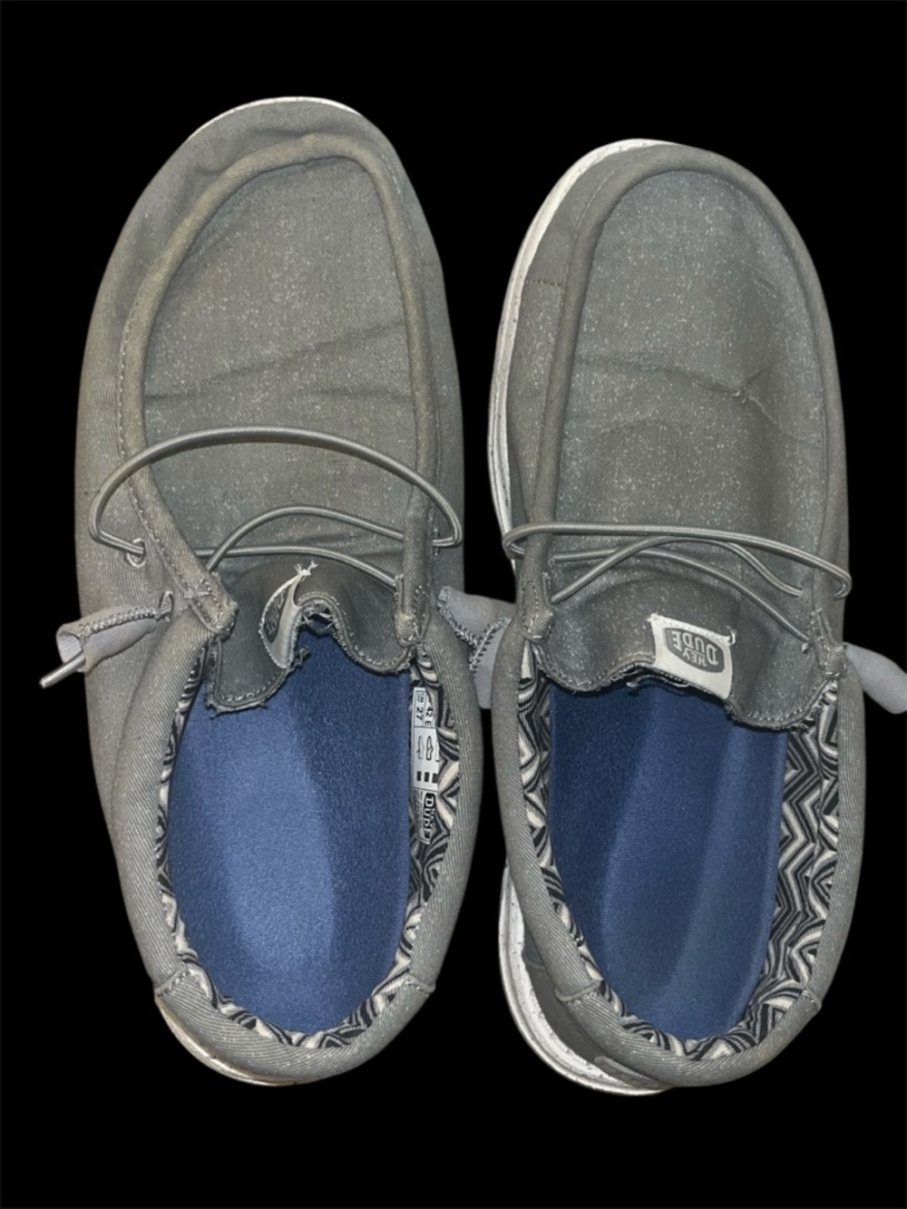 Size 9 Wide Hey Dude Men's Gray Slip-On Loafers